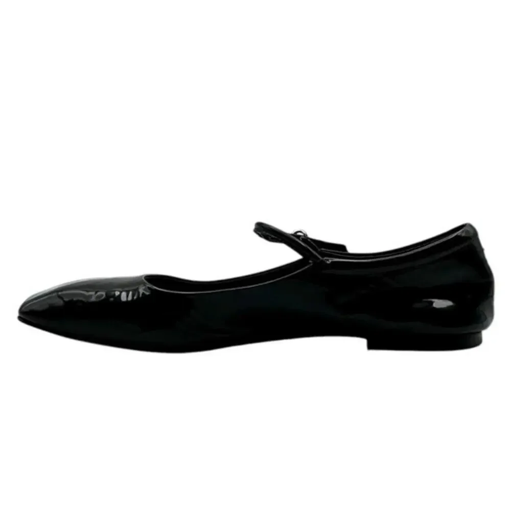 Aeyde Uma Mary Jane Black Patent Leather Flats EU 39 US 8 Made in Italy